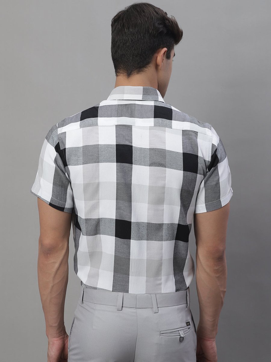 Men's Pure Cotton Checked Formal Shirts - SF_876Black_S