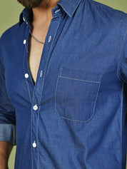 Men's Pure Cotton Full Sleeve Shirt - SF_9051Blue_S
