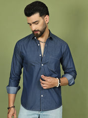 Men's Pure Cotton Full Sleeve Shirt - SF_9051Navy_S