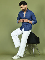Men's Pure Cotton Full Sleeve Shirt - SF_9051Blue_S
