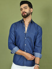 Men's Pure Cotton Full Sleeve Shirt - SF_9051Blue_S