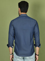 Men's Pure Cotton Full Sleeve Shirt - SF_9051Navy_S