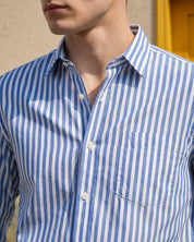 Men’s Pure Cotton Striped Casual Shirt - INSH_042Blue_M