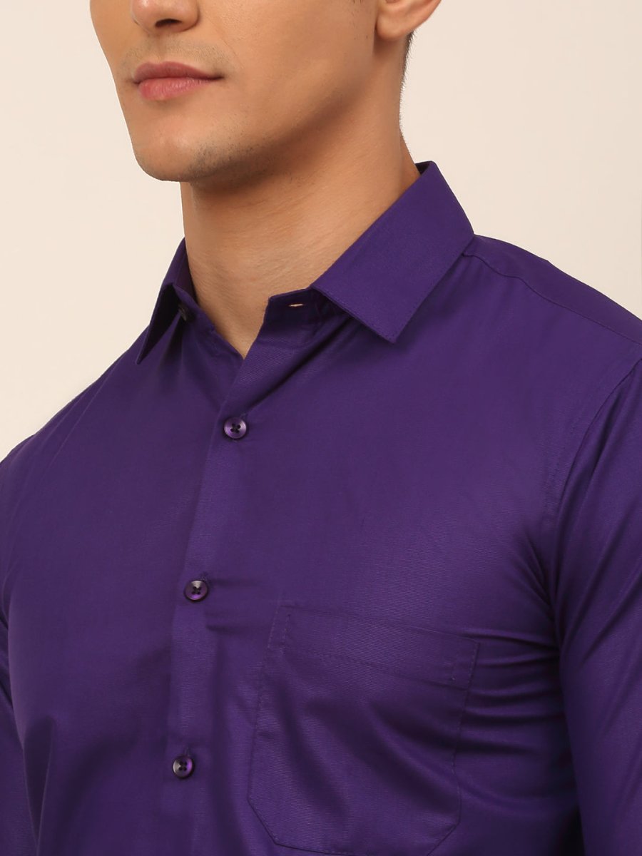 Men's Purple Formal Solid Shirts - SF_361D-Purple_S
