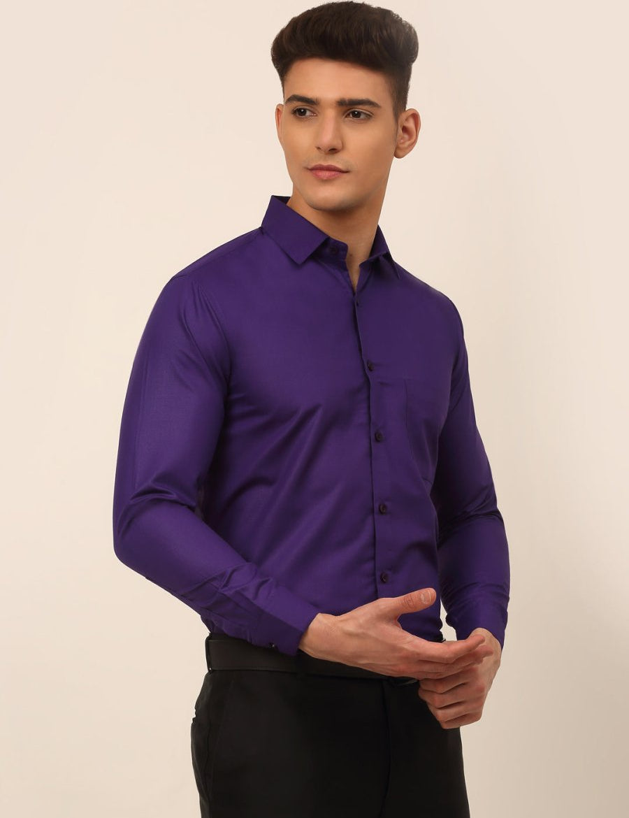 Men's Purple Formal Solid Shirts - SF_361D-Purple_S