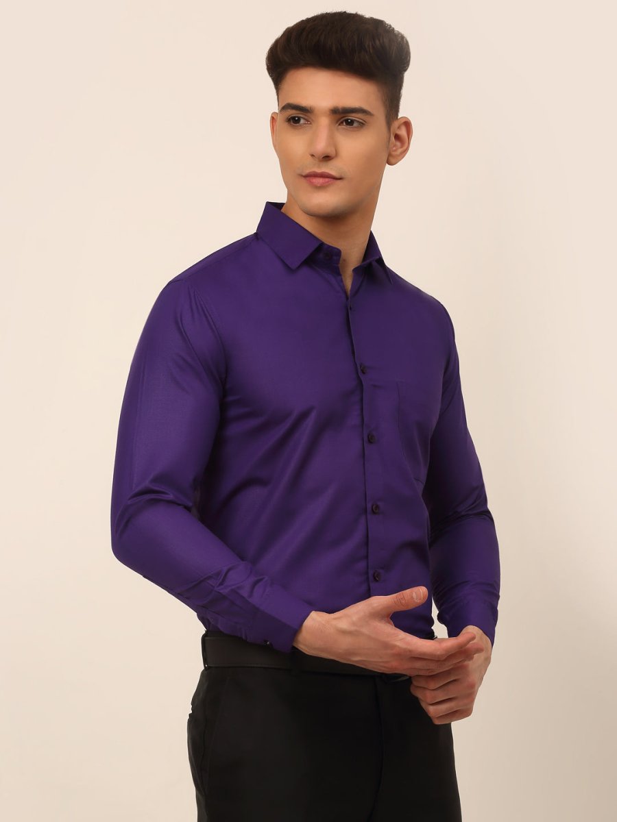 Men's Purple Formal Solid Shirts - SF_361D-Purple_S