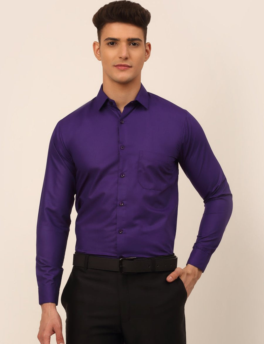 Men's Purple Formal Solid Shirts - SF_361D-Purple_S