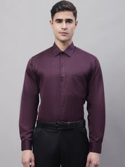 Men's Purple-Wine Dobby Textured Formal Shirt - SF_871Wine_S