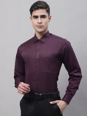 Men's Purple-Wine Dobby Textured Formal Shirt - SF_871Wine_S