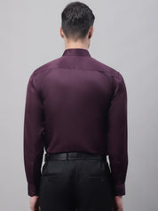 Men's Purple-Wine Dobby Textured Formal Shirt - SF_871Wine_S