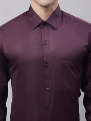 Men's Purple-Wine Dobby Textured Formal Shirt - SF_871Wine_S