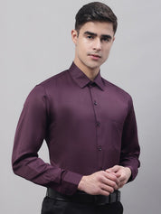 Men's Purple-Wine Dobby Textured Formal Shirt - SF_871Wine_S
