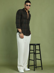 Men's Regular Fit Checkered Casual Shirt - SF_9047Coffee_S