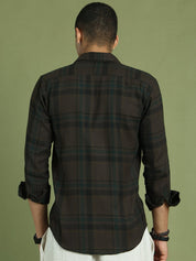Men's Regular Fit Checkered Casual Shirt - SF_9047Coffee_S