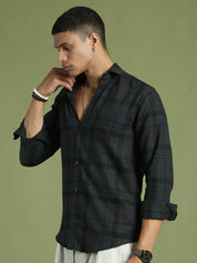 Men's Regular Fit Checkered Casual Shirt - SF_9047Charcoal_S