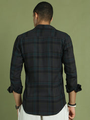 Men's Regular Fit Checkered Casual Shirt - SF_9047Charcoal_S