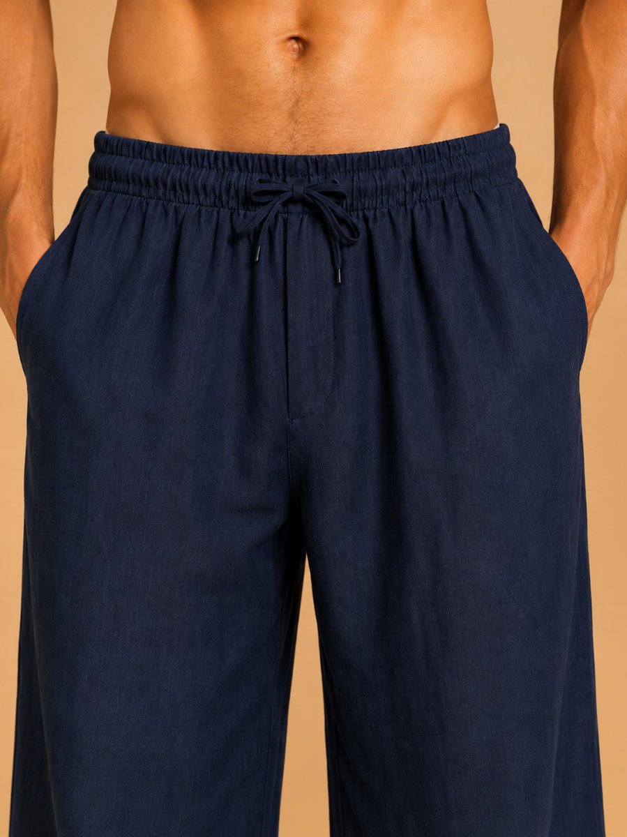 Men’s Relaxed Fit Linen Trousers - GP_310Navy_30