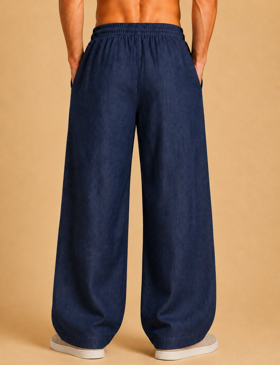 Men’s Relaxed Fit Linen Trousers - GP_310Navy_30