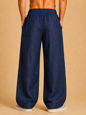 Men’s Relaxed Fit Linen Trousers - GP_310Navy_30