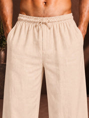 Men’s Relaxed Fit Linen Trousers - GP_310Beige_30