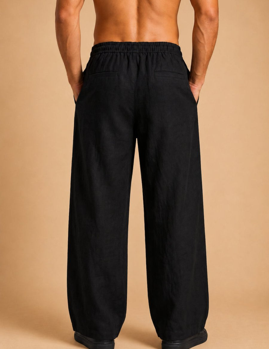 Men’s Relaxed Fit Linen Trousers - GP_310Black_30