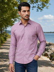 Men's Satin Lycra Solid Casual Shirt - SF_883Magenta_S