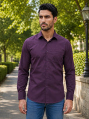 Men's Satin Lycra Solid Casual Shirt - SF_883Wine_S