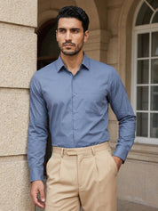 Men's Satin Lycra Solid Formal Shirt - SF_883Grey_S