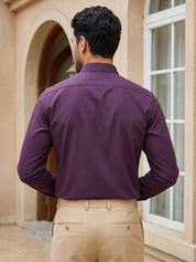 Men's Satin Lycra Solid Formal Shirt - SF_883Wine_S