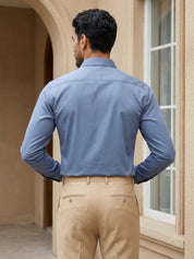 Men's Satin Lycra Solid Formal Shirt - SF_883Grey_S