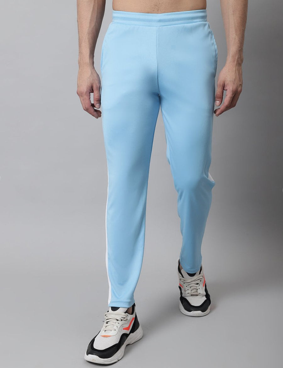 Men's Sky Blue and White Striped Streachable Lycra Trackpants - JOG_025Sky_S