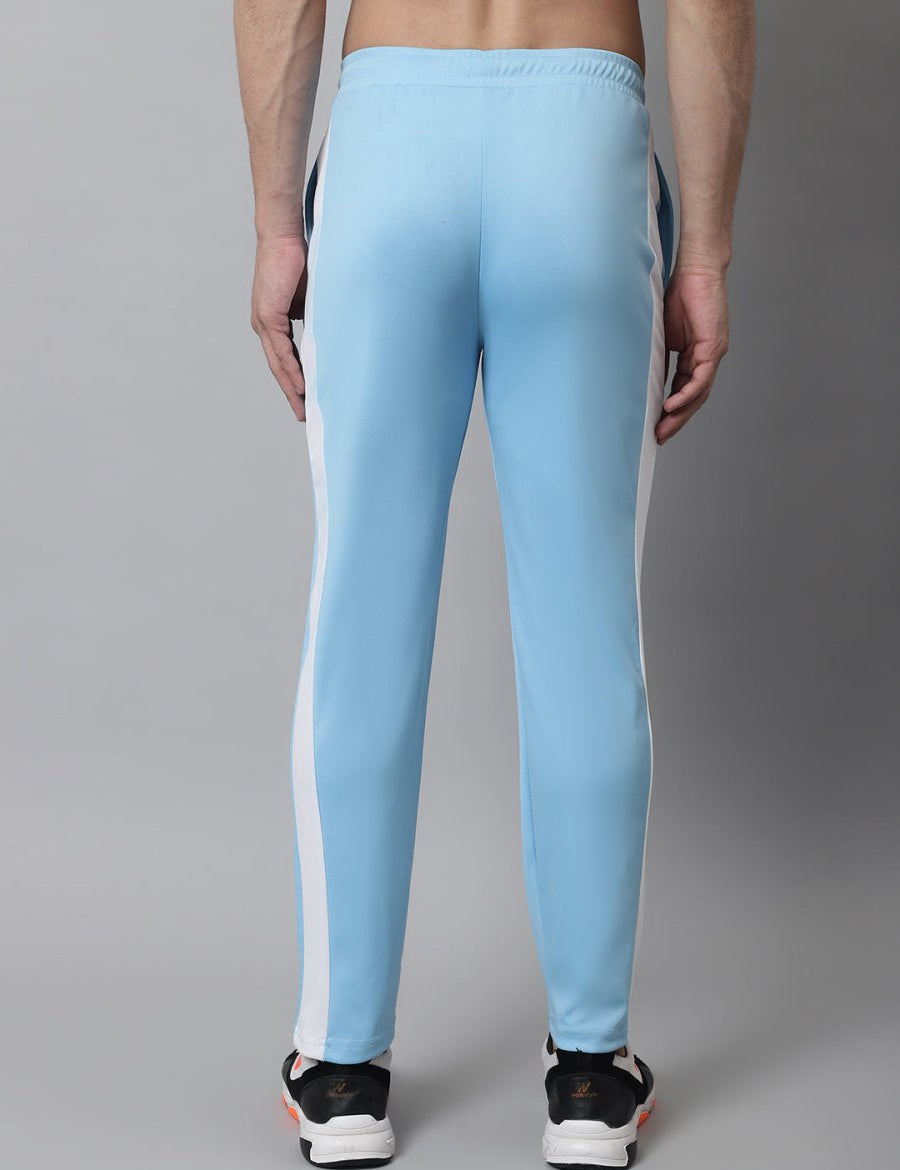 Men's Sky Blue and White Striped Streachable Lycra Trackpants - JOG_025Sky_S