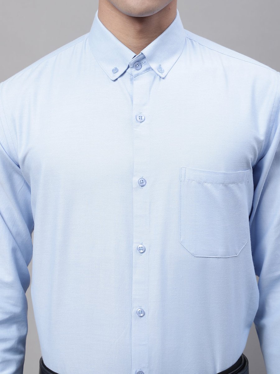 Men's Sky Blue Cotton Solid Formal Shirt - SF_875Sky_S