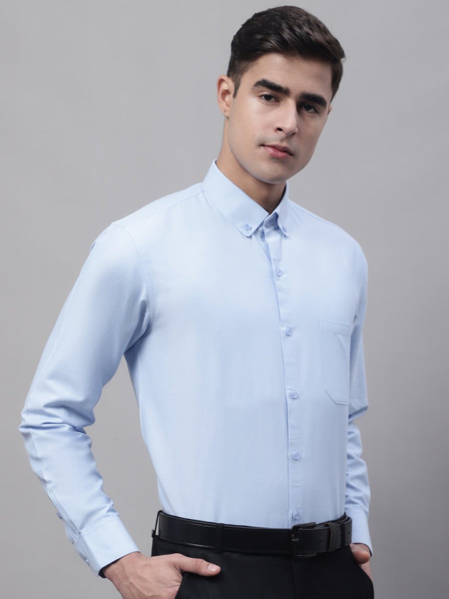 Men's Sky Blue Cotton Solid Formal Shirt - SF_875Sky_S