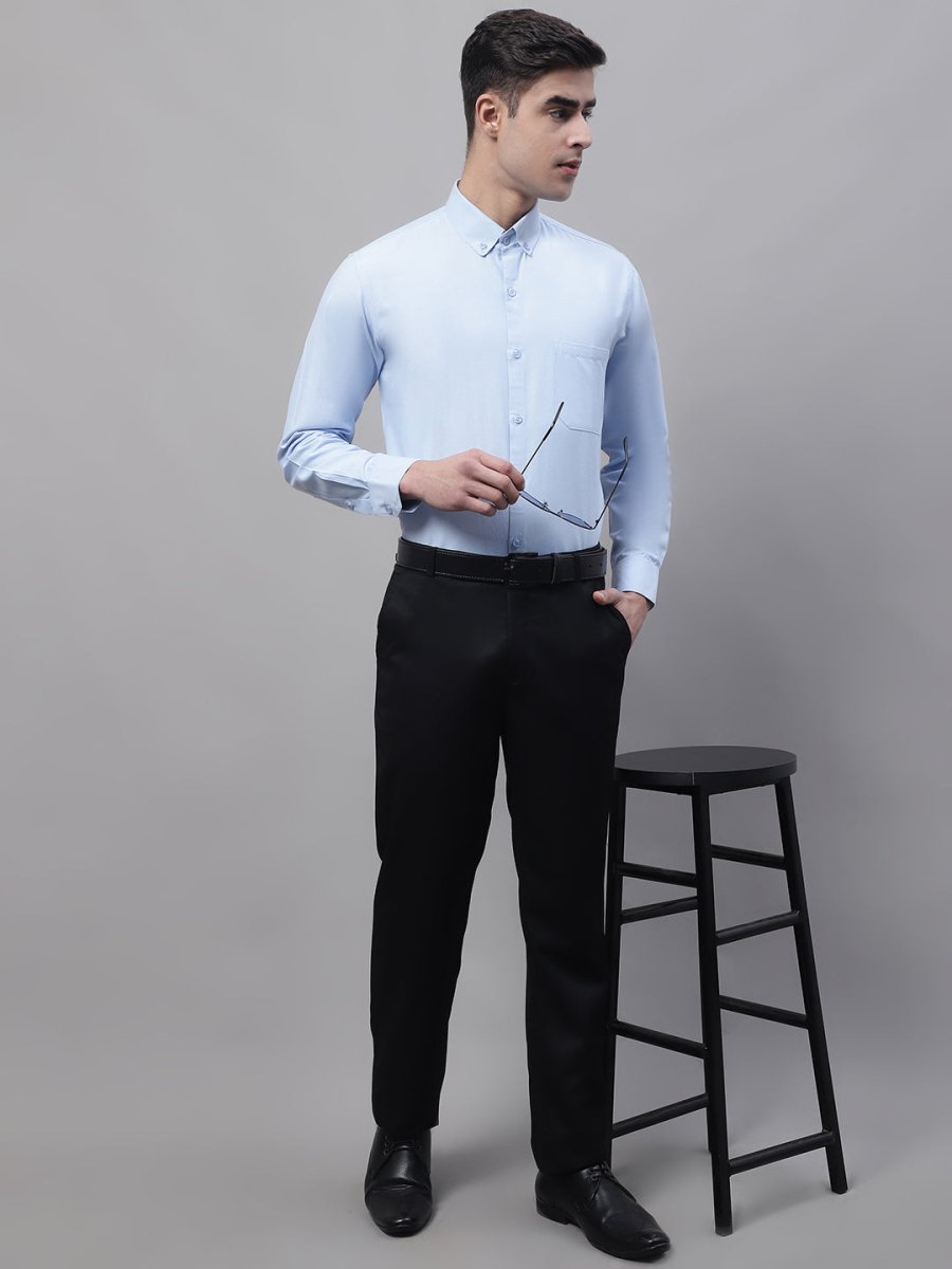 Men's Sky Blue Cotton Solid Formal Shirt - SF_875Sky_S