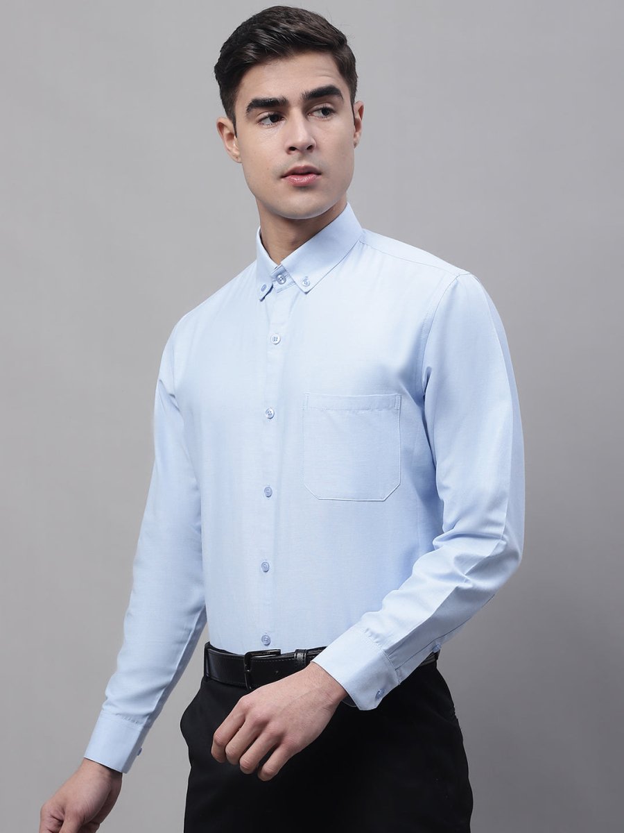 Men's Sky Blue Cotton Solid Formal Shirt - SF_875Sky_S
