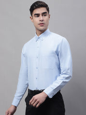 Men's Sky Blue Cotton Solid Formal Shirt - SF_875Sky_S