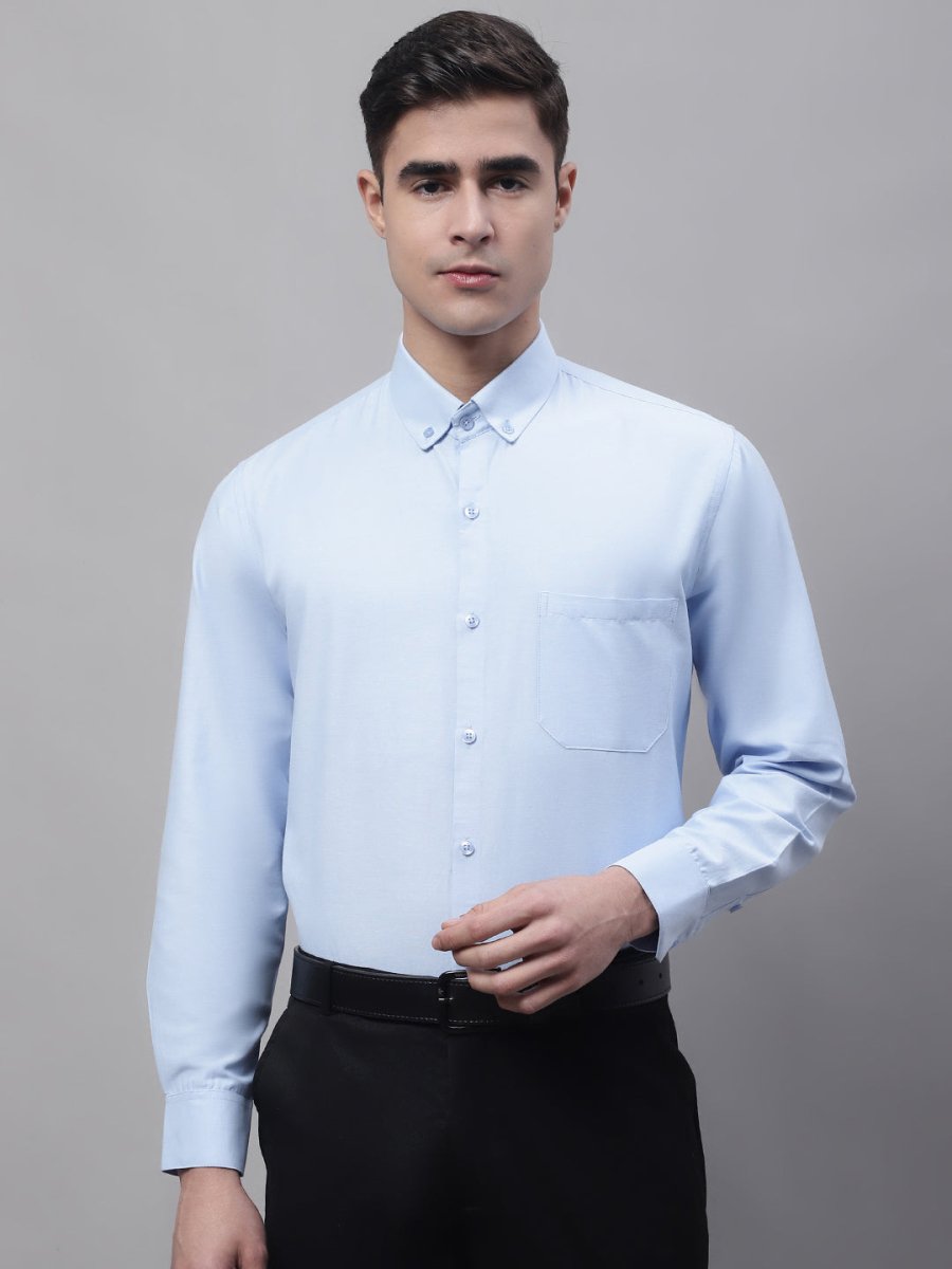 Men's Sky Blue Cotton Solid Formal Shirt - SF_875Sky_S