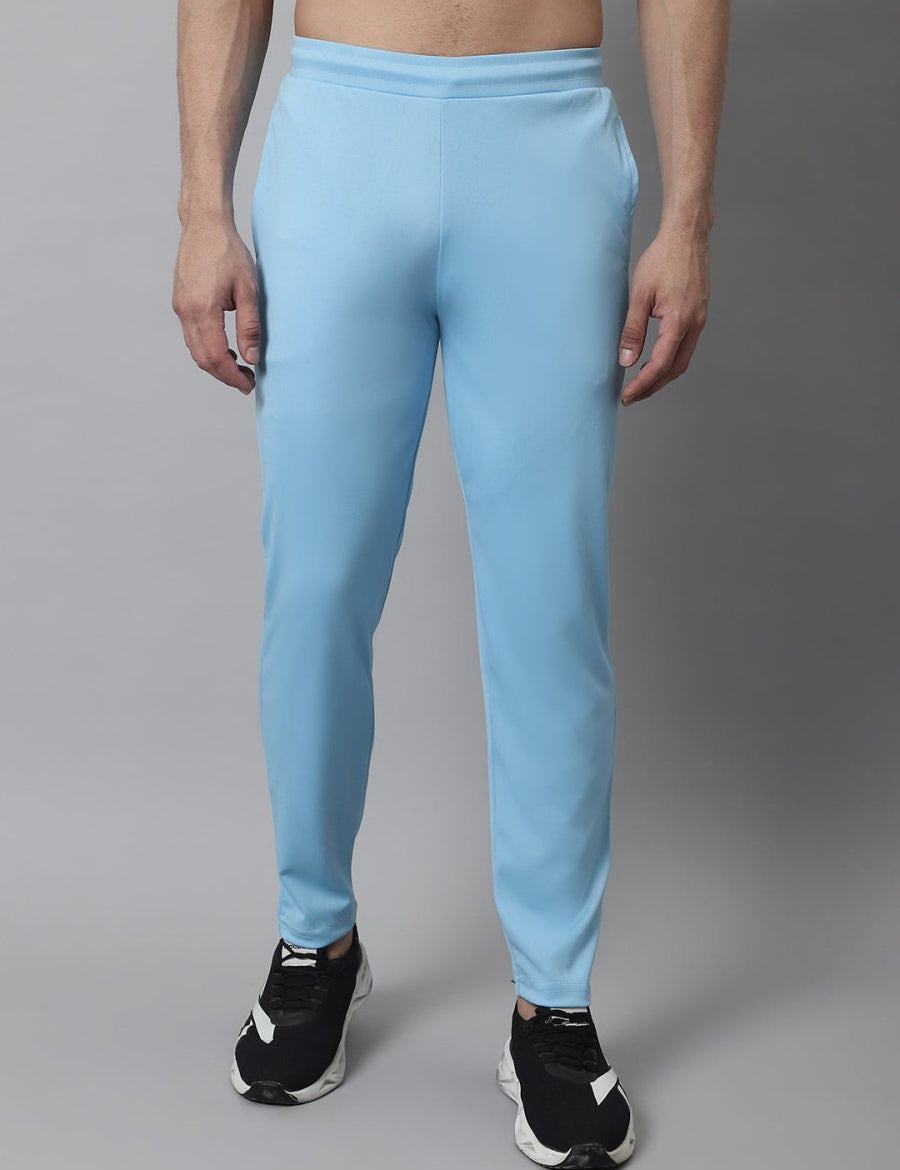 Men's Sky Blue Solid Streachable Lycra Trackpants - JOG_024Sky_S
