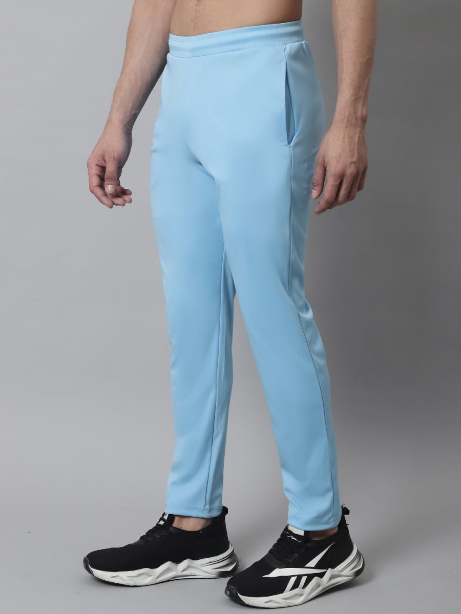 Men's Sky Blue Solid Streachable Lycra Trackpants - JOG_024Sky_S
