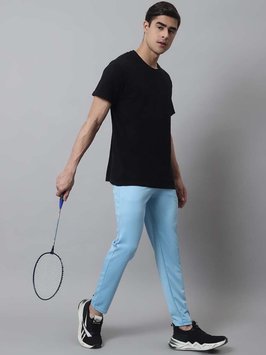 Men's Sky Blue Solid Streachable Lycra Trackpants - JOG_024Sky_S
