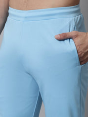Men's Sky Blue Solid Streachable Lycra Trackpants - JOG_024Sky_S