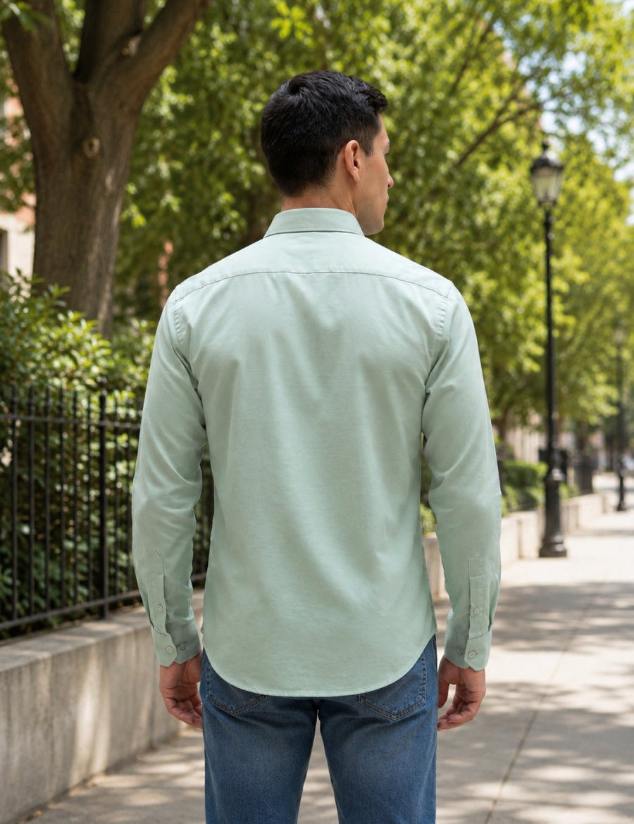 Men’s Solid Button-Down Collar Casual Shirt - SF_9042Pista_S
