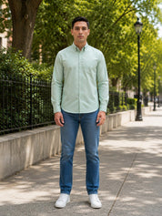 Men’s Solid Button-Down Collar Casual Shirt - SF_9042Pista_S