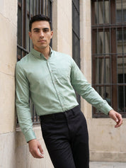 Men’s Solid Button-Down Collar Formal Shirt - SF_9042Pista_S