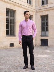 Men’s Solid Button-Down Collar Formal Shirt - SF_9042Purple_S