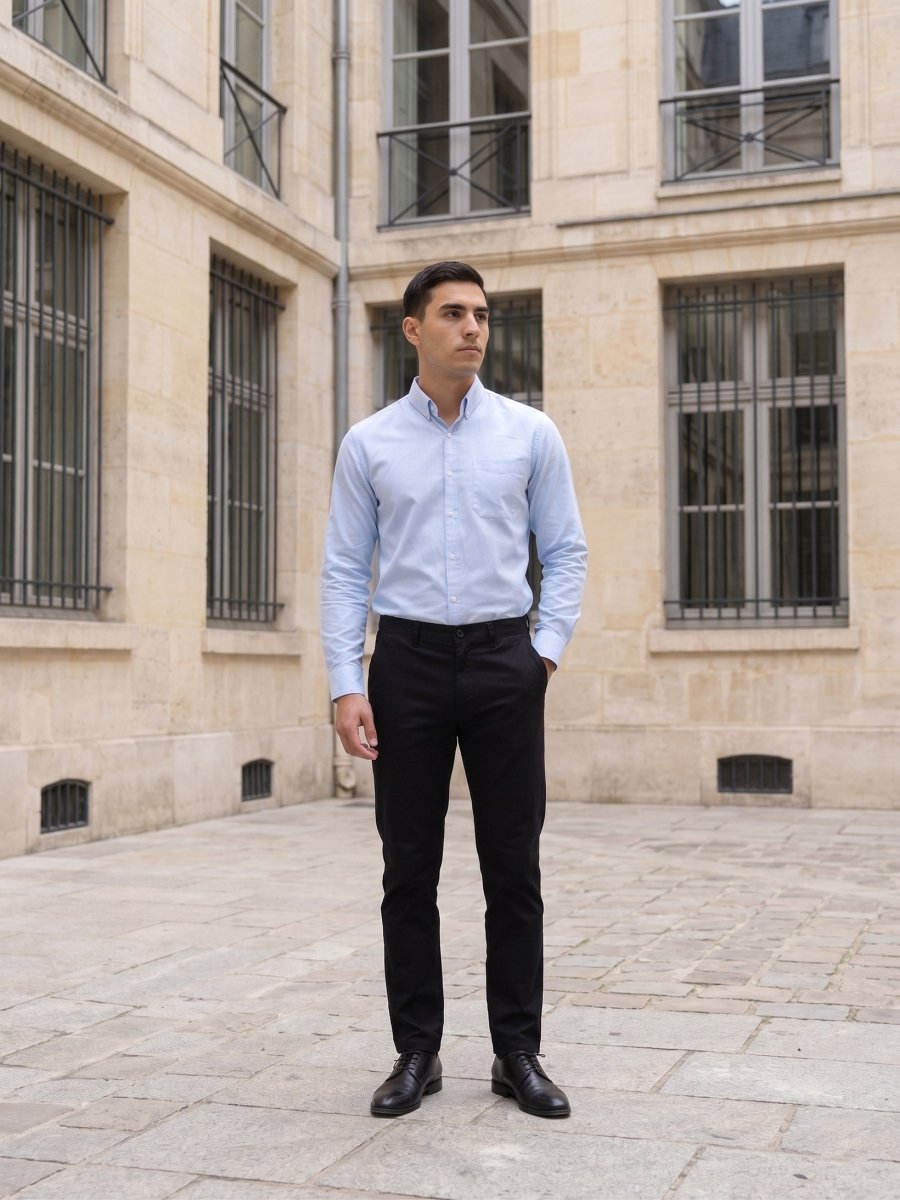 Men’s Solid Button-Down Collar Formal Shirt - SF_9042Firozi_S