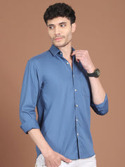 Men's Solid Casual Shirt - SF_9031Blue_S