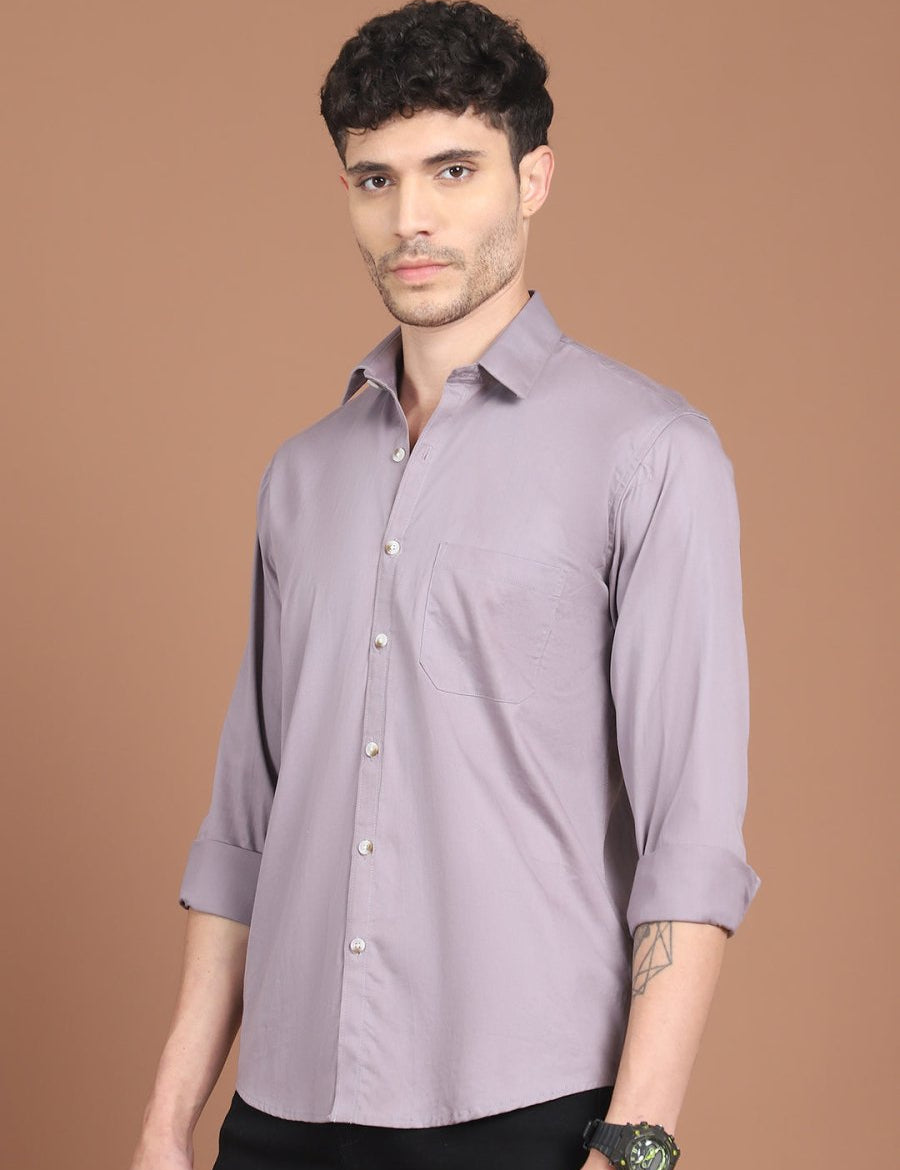 Men's Solid Casual Shirt - SF_9031Light-Grey_S
