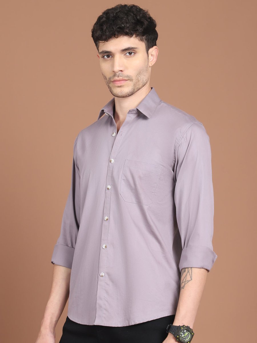 Men's Solid Casual Shirt - SF_9031Light-Grey_S